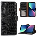 Crocodile Series iPhone 13 Wallet Leren Hoesje met RFID - Zwart