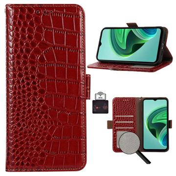 Crocodile Series iPhone 14 Wallet Leren Hoesje met RFID - Zwart