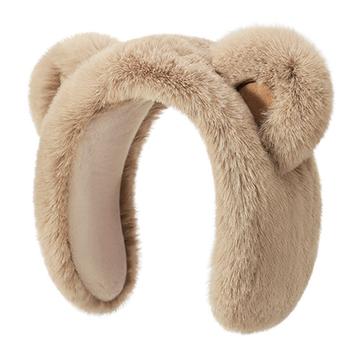 DEZ45 Schattige Pluche Oorbeer Winter Hoofdband / Oorwarmers - Khaki