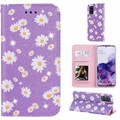 Daisy Pattern Samsung Galaxy S20+ Wallet Case - Paars