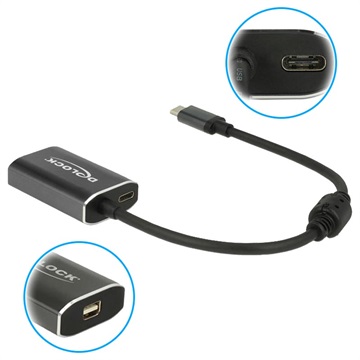 Delock USB-C naar Mini DisplayPort-adapterkabel - Donkergrijs