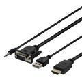 Deltaco VGA naar HDMI-adapterkabel met audio - 1m - Zwart