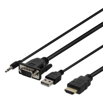 Deltaco VGA naar HDMI-adapterkabel met audio - 1m