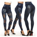 Denim Fashion Slim-Fit Legging met Hoge Taille - XS - Donkerblauw