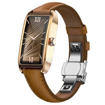 Dora T Elegant Smartwatch voor Dames met Deense Taal - Bruin / Roségoud