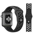 Dual-color Apple Watch Series 9/8/SE (2022)/7/SE/6/5/4/3/2/1 siliconen sportband- zwart