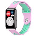 Tweekleurige Huawei Watch Fit siliconen sportband - roze / cyaan