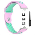 Tweekleurige Huawei Watch Fit siliconen sportband - roze / cyaan