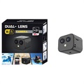 Dubbele Lens WiFi-actiecamera / Beveiligingscamera D3 - Zwart