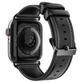 Dux Ducis Apple Watch Series 7/SE/6/5/4/3/2/1 Leren Band - 45mm/44mm/42mm - Zwart