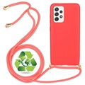 Saii Eco Line Samsung Galaxy A52 5G, Galaxy A52s biologisch afbreekbaar hoesje met riem - rood