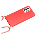 Saii Eco Line Samsung Galaxy A52 5G, Galaxy A52s biologisch afbreekbaar hoesje met riem - rood
