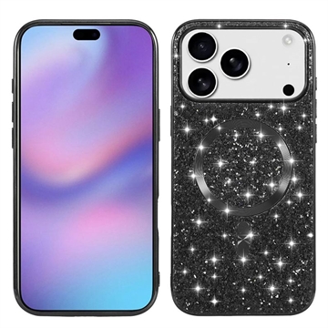 iPhone 17 Pro Gegalvaniseerde Glitter Hoesje - MagSafe-compatibel - Zwart