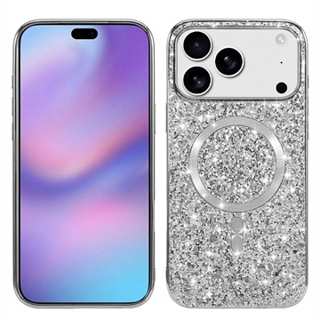 iPhone 17 Pro Gegalvaniseerde Glitter Hoesje - MagSafe-compatibel - Zilver