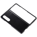 Elegante Samsung Galaxy Z Fold4 5G Leren Case - Zwart