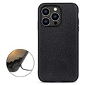 Elegante iPhone 14 Pro Leren Case - Zwart