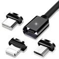 Essager 3-in-1 Magnetische Kabel - USB-C, Lightning, MicroUSB - 3m - Zwart