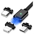 Essager 3-in-1 Magnetische Kabel - USB-C, Lightning, MicroUSB - 1m - Zwart