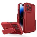 Explorer Series iPhone 14 Pro Max Hybride Hoesje met Riemclip - Rood