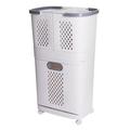 F867 Wasmand met 3 Manden en Wielen - 37x31x74cm - Wit