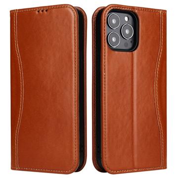 Fierre Shann iPhone 14 Pro Wallet Leren Hoesje -  Bruin