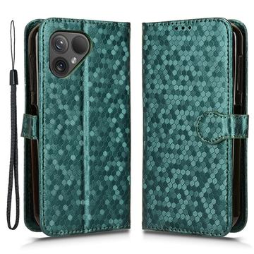 Fairphone 5 Cover met Portemonnee & Riem - Zeshoekpatroon - Groen