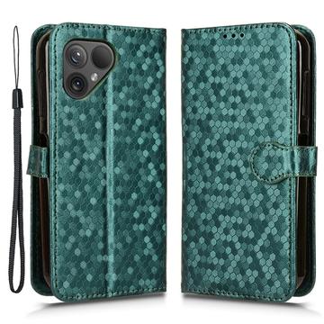 Fairphone 5 Cover met Portemonnee & Riem - Zeshoekpatroon - Groen