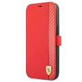 Ferrari On Track Carbon Stripe iPhone 13 Pro Wallet Case - Rood