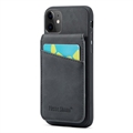 iPhone 11 Fierre Shann Bekleed Hybrid Case met Kaarthouder en Standaard - Zwart