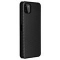 Samsung Galaxy A22 5G, Galaxy F42 5G Flip Case - Koolstofvezel - Zwart