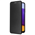 Samsung Galaxy A22 5G, Galaxy F42 5G Flip Case - Koolstofvezel - Zwart