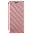 Samsung Galaxy A22 5G, Galaxy F42 5G Flip Case - Koolstofvezel - Rose Goud