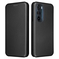 Motorola Edge X30 Flip Case - Koolstofvezel - Zwart