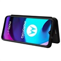Motorola Moto E20 Flip Case - Koolstofvezel - Zwart