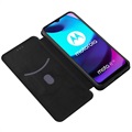 Motorola Moto E20 Flip Case - Koolstofvezel - Zwart