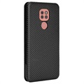 Motorola Moto G9 Play Flip Case - Koolstofvezel - Zwart