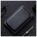 OnePlus Nord N10 5G Flip Case - Koolstofvezel - Zwart