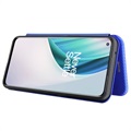 OnePlus Nord N10 5G Flip Case - Koolstofvezel - Blauw