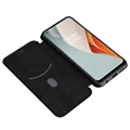 OnePlus Nord N100 Flip Case - Koolstofvezel - Zwart