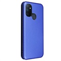 OnePlus Nord N100 Flip Case - Koolstofvezel - Blauw