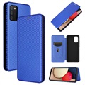 Samsung Galaxy A03s Flip Case - Koolstofvezel - Blauw