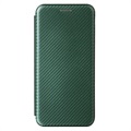 Samsung Galaxy A22 4G Flip Case - Koolstofvezel - Groen