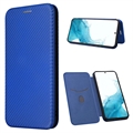 Samsung Galaxy A34 5G Flip Hoesje - Koolstofvezel - Blauw