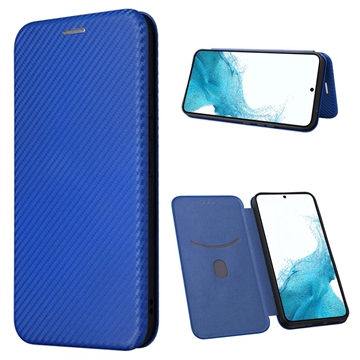 Samsung Galaxy A34 5G Flip Hoesje - Koolstofvezel - Blauw