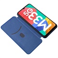 Samsung Galaxy M33 Flip Case - Koolstofvezel - Blauw