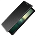 Sony Xperia 1 IV Flip Case - Koolstofvezel - Zwart