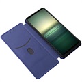 Sony Xperia 1 IV Flip Case - Koolstofvezel - Blauw