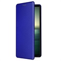 Sony Xperia 1 IV Flip Case - Koolstofvezel - Blauw