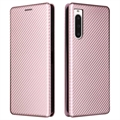 Sony Xperia 10 V Flip Hoesje - Koolstofvezel