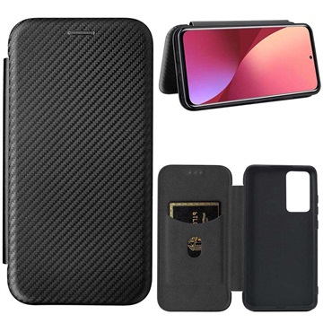 Xiaomi 12 Pro Flip Case - Koolstofvezel - Zwart